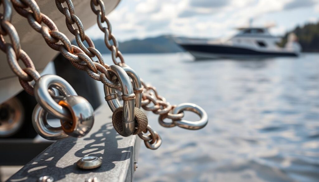 Boat trailer safety chains and accessories