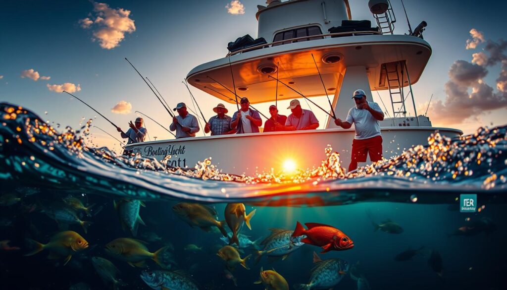 Bottom fishing for grouper and snapper on a party boat