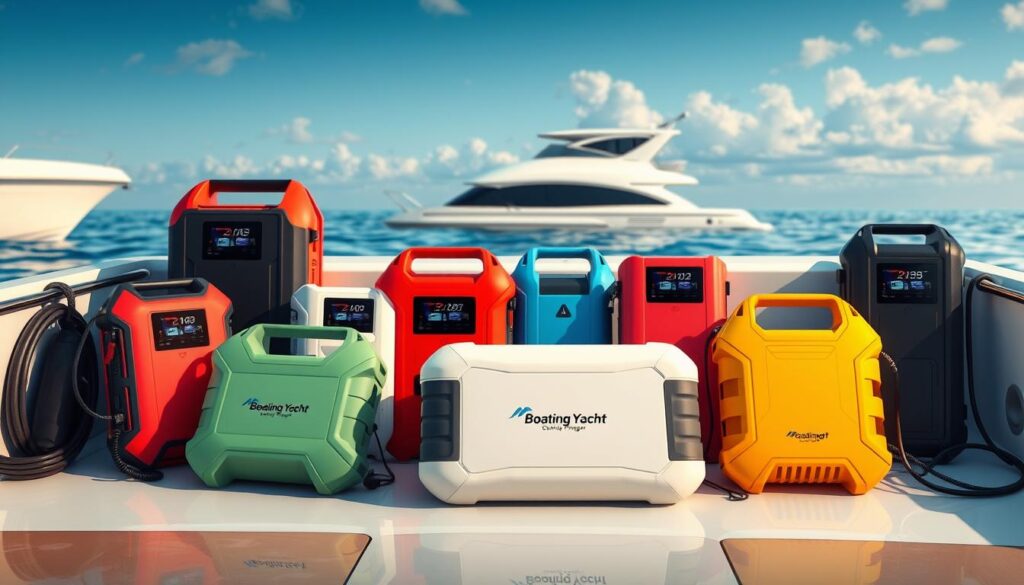 Portable boat battery chargers