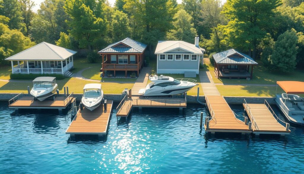 Various boat dock styles to complement waterfront home aesthetics