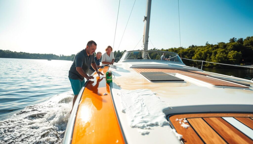 Boat exterior cleaning process