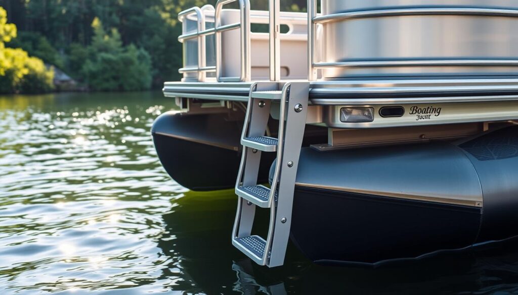 Pontoon boat ladders for safety and convenience