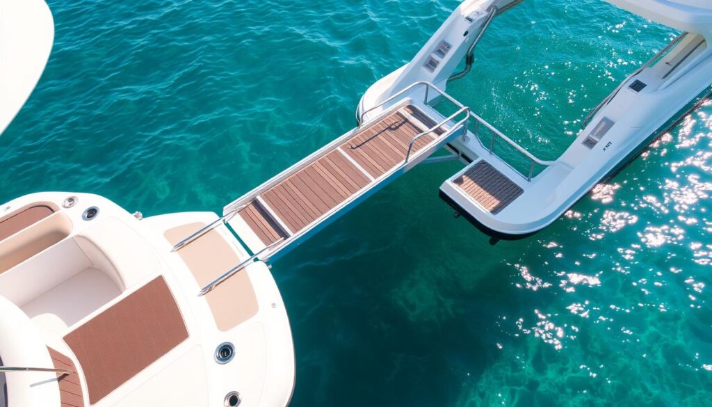 Pontoon ladder for easy boat access